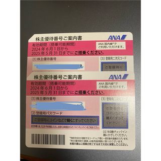 エーエヌエー(ゼンニッポンクウユ)(ANA(全日本空輸))のANA株主優待2枚　2025年5月31日期限(航空券)