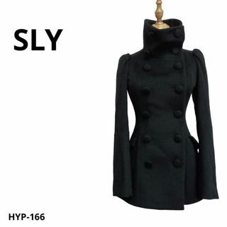 スライ(SLY)の美品 SLY スライ ハイネックコート ミドル丈 1 ウール ブラック おしゃれ(その他)