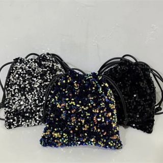 ザラ(ZARA)のスパンコール巾着ショルダーバッグ 2way キラキラ 軽量 bibiy zara(ショルダーバッグ)