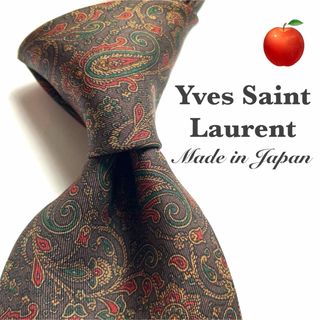 イヴサンローラン(Yves Saint Laurent)の✨美品✨イヴサンローラン　ネクタイ　グレー　ブラウン　ペイズリー　総柄　シルク(ネクタイ)