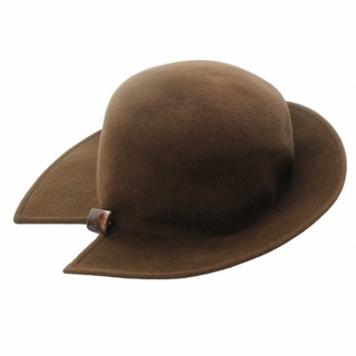 ボルサリーノ(Borsalino)のボルサリーノ ハット 帽子 ビジュー 切れ込み デザイン コーム ウール 茶 M(その他)