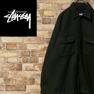 ステューシー(STUSSY)のステューシー　ウールジャケット　カーキ　ダブルポケット　ビッグシルエット　L(その他)