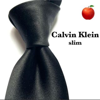 Calvin Klein - ✨美品✨カルバンクライン　スリム　ネクタイ　ブラック　無地　ソリッド　フォーマル