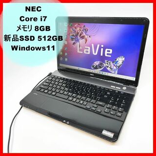 エヌイーシー(NEC)の光沢ブラック/ノートパソコン/Corei7/新品SSD/Win11/L70(ノートPC)