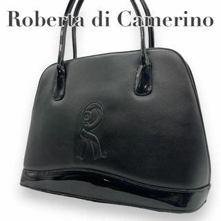 ROBERTA DI CAMERINO - ロベルタディカメリーノ　s47 黒　ハンドバッグ　エナメル　レザー　ロゴ型押し