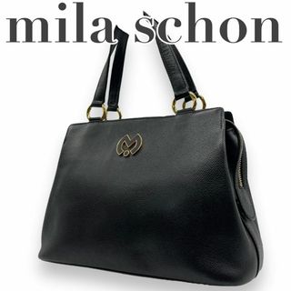 ミラショーン(mila schon)のミラショーン　s47 レザー　ブラック　ハンドバッグ　ゴールド金具　コンパクト(ハンドバッグ)