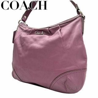 コーチ(COACH)のCOACH コーチ　s19 肩掛け　レザー　ショルダー　ハンドバッグ　パープル(ハンドバッグ)