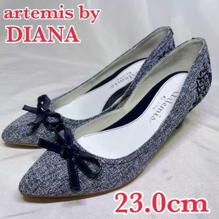 超美品 artemis byDIANA パンプス ポインテッドトゥ リボン 刺繍(スニーカー)