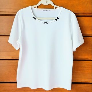 ハニーズ(HONEYS)の半袖カットソー パールリボン付き3Lサイズ(Tシャツ(半袖/袖なし))