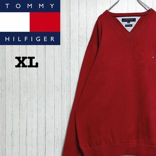 トミーヒルフィガー　デザインニット　セーター　刺繍ロゴ　ビッグシルエット　XL(ニット/セーター)