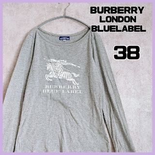 バーバリーブルーレーベル(BURBERRY BLUE LABEL)のバーバリー　ブルーレーベル　グラフィック　長袖　Tシャツ　グレー　ノバチェック柄(Tシャツ(長袖/七分))