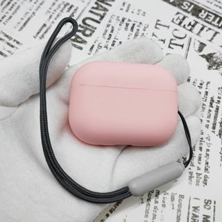 AirPods Pro 2 ストラップ付シリコンケース (09)ライトピンク(モバイルケース/カバー)