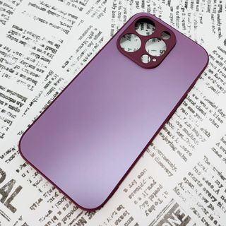 iPhone 14Pro ガラス背面シリコンケース (21)パープル(iPhoneケース)