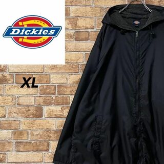 ディッキーズ　ナイロンジャケット　ビッグシルエット　裏地フリース　黒　XL
