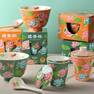 カルディ(KALDI)のカルディ台湾　4個どんぶり＋茶こし付きマグカップ(食器)