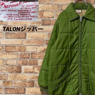 ヴィンテージ　キルティングジャケット　TALONジッパー　アルミ　グリーン(その他)