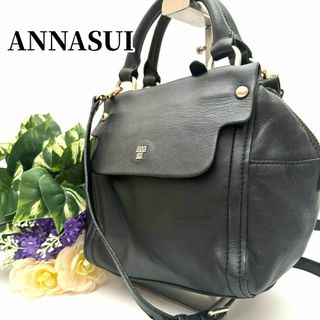 アナスイ ANNA SUI 2way ショルダーバッグ ハンドバッグ 本革 黒