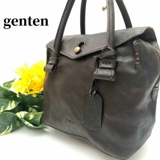 genten - ゲンテン genten アストロ ハンドバッグ ダークブラウン 工具ロゴ