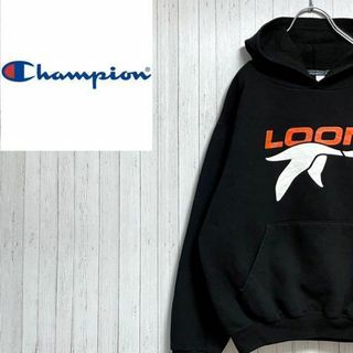 チャンピオン(Champion)のチャンピオン　パーカー　スウェット 黒　ビッグプリント　プルオーバー(パーカー)