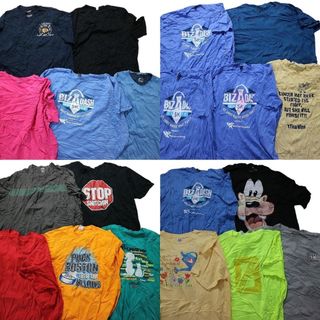 古着卸 まとめ売り カラーmix プリント 半袖Tシャツ 20枚セット (メンズ 3XL ) ディズニー 無地Ｔ ブルー系 MT2137(その他)