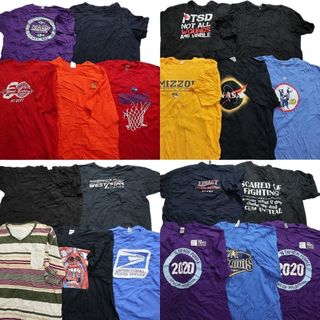 古着卸 まとめ売り カラーmix プリント 半袖Tシャツ 20枚セット (メンズ 2XL /3XL ) カジュアル 企業 NASA ボーダー MT2159(その他)