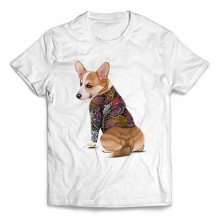 コーギー 犬 いぬ タトゥー 刺青 半袖 Tシャツ メンズ レディース キッズ(Tシャツ/カットソー(半袖/袖なし))