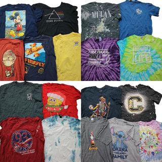 古着卸 まとめ売り カラーmix プリント 半袖Tシャツ 18枚セット (メンズ XL ) ミッキー ピンクフロイド MS7131(その他)