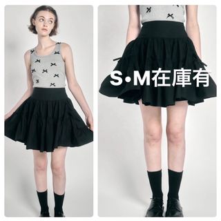 エピヌ(épine)のribbon volume flare skirt ブラック(ミニスカート)