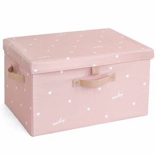 【色: ピンク】NEOVIVA 収納ボックス ふた付き 折りたたみ かわいい 4(ケース/ボックス)