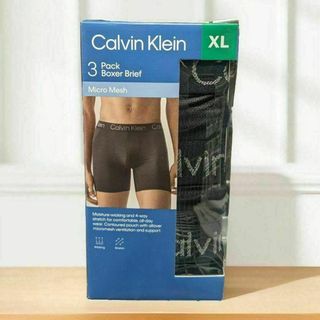 カルバンクライン(Calvin Klein)の【新品未開封】カルバンクライン マイクロメッシュ ボクサーパンツ 3枚 XL 黒(ボクサーパンツ)