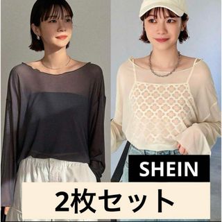 シーイン(SHEIN)のSHEIN メッシュ　シアー　トップス　2枚セット　29794134(Tシャツ(長袖/七分))