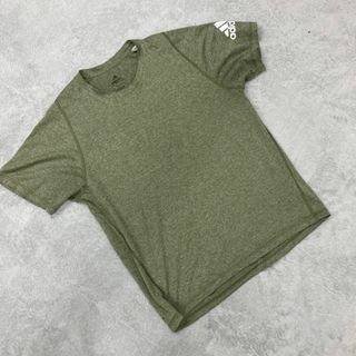 アディダス(adidas)のadidas Tシャツ グリーン 半袖 無地 Uネック ユニセックス Mサイズ(Tシャツ/カットソー(半袖/袖なし))