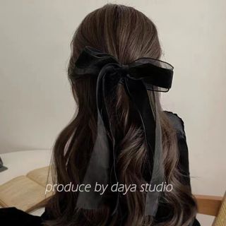 【再入荷しました】レディース 髪飾り リボン まとめ髪 ハーフアップ ブラック(ヘアゴム/シュシュ)