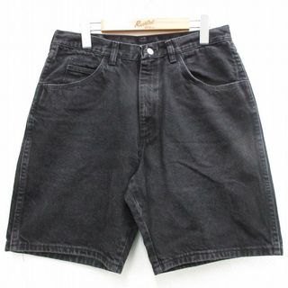 ラングラー(Wrangler)のW32★古着 ラングラー Wrangler ショート パンツ ショーツ メンズ 00年代 00s コットン 黒 ブラック デニム 【spe】 24may24 中古 ボトムス 短パン ショーパン ハーフ(ワークパンツ/カーゴパンツ)