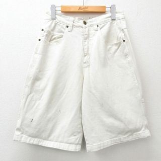 W30★古着 ハーフ パンツ ショーツ メンズ 00年代 00s バギー 白 ホワイト デニム 24may24 中古 ボトムス 短パン ショーパン ショート(ワークパンツ/カーゴパンツ)