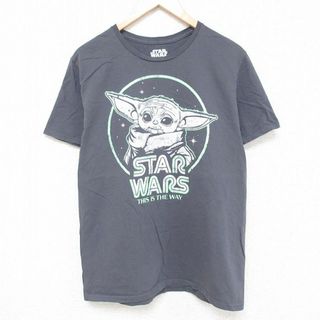 L★古着 半袖 Tシャツ メンズ スターウォーズ STAR WARS ダースベイダー コットン クルーネック 濃グレー 24may24 中古(Tシャツ/カットソー(半袖/袖なし))