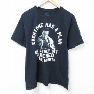 L★古着 半袖 Tシャツ メンズ マイクタイソン ボクシング コットン クルーネック 黒 ブラック 24may24 中古(Tシャツ/カットソー(半袖/袖なし))