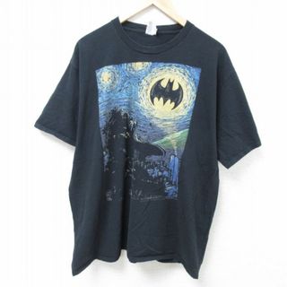 XL★古着 半袖 Tシャツ メンズ DCコミックス バットマン BATMAN 大きいサイズ コットン クルーネック 黒 ブラック 24may24 中古(Tシャツ/カットソー(半袖/袖なし))