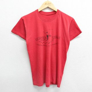 S★古着 半袖 ビンテージ Tシャツ メンズ 90年代 90s CENTER TAGE クルーネック 赤 レッド 24may24 中古(Tシャツ/カットソー(半袖/袖なし))