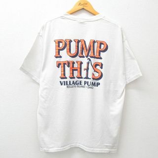 XL★古着 ジャージーズ 半袖 ビンテージ Tシャツ メンズ 90年代 90s ポンプ オハイオ クルーネック 白 ホワイト 24may24 中古(Tシャツ/カットソー(半袖/袖なし))