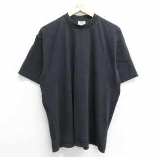 XL★古着 半袖 ビンテージ Tシャツ メンズ 00年代 00s 無地 大きいサイズ コットン クルーネック 黒 ブラック 24may24 中古(Tシャツ/カットソー(半袖/袖なし))