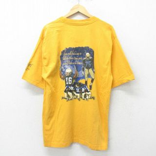 XL★古着 半袖 ビンテージ Tシャツ メンズ 00年代 00s ノートルダム アメフト クルーネック 黄色 イエロー 24may24 中古(Tシャツ/カットソー(半袖/袖なし))