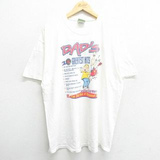 XL★古着 半袖 ビンテージ Tシャツ メンズ 00年代 00s DADS 大きいサイズ コットン クルーネック 白 ホワイト 24may24 中古(Tシャツ/カットソー(半袖/袖なし))