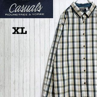 長袖ボタンダウンシャツ　チェック　ビッグシルエット　XL(シャツ)