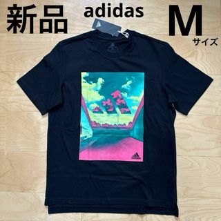 アディダス(adidas)の新品　adidas メンズ　半袖Tシャツ　グラフィック　黒　ブラック　Mサイズ(Tシャツ/カットソー(半袖/袖なし))