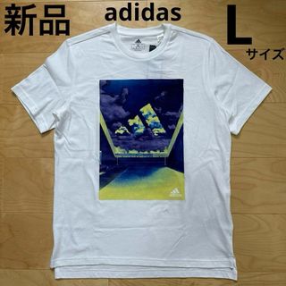 アディダス(adidas)の新品　adidas メンズ　半袖Tシャツ　グラフィック　白　ホワイト　Lサイズ(Tシャツ/カットソー(半袖/袖なし))