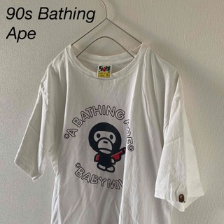 アベイシングエイプ(A BATHING APE)の90sBathingApeベイシングエイプtシャツベイビーマイロxlホワイト白(Tシャツ/カットソー(半袖/袖なし))