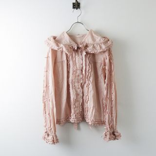 極美品 2019AW ピンクハウス PINK HOUSE ローンピコフリルフードブラウス/ピンク シャツ トップス リボン【2400013877671】