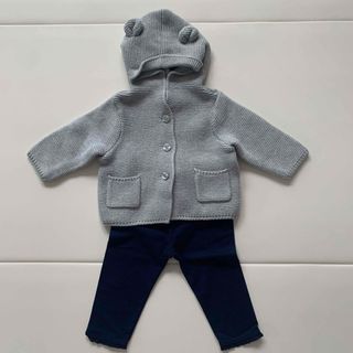 ベビーギャップ(babyGAP)のカーディガン & レギンス セット クマ耳 70(ニット/セーター)