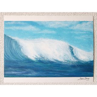 風景画　海の絵　海　パステル画　アート　インテリア　絵画　サーフィン